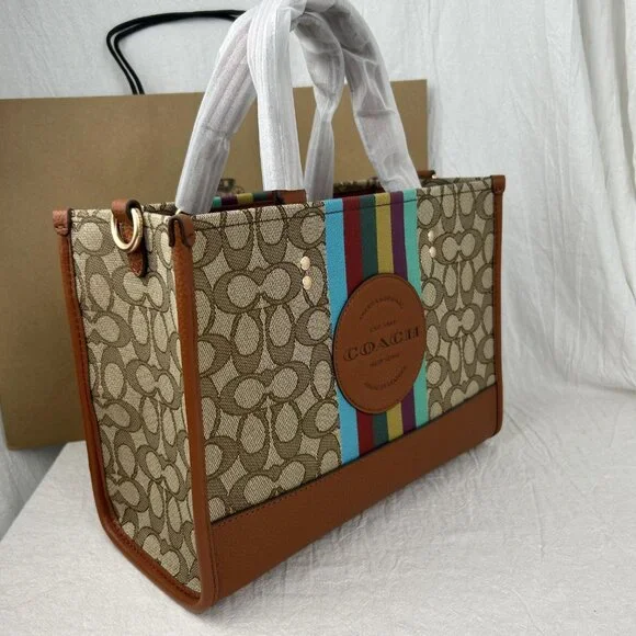 NWT Coach C5793 Dempsey Tote Signature Jacquard With Stripe And Patch - Picture 7 of 13